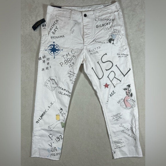 Deadstock NWT Polo Ralph Lauren 32W GI Pant Limited Run Army Pinup Graphic Print - Picture 1 of 16